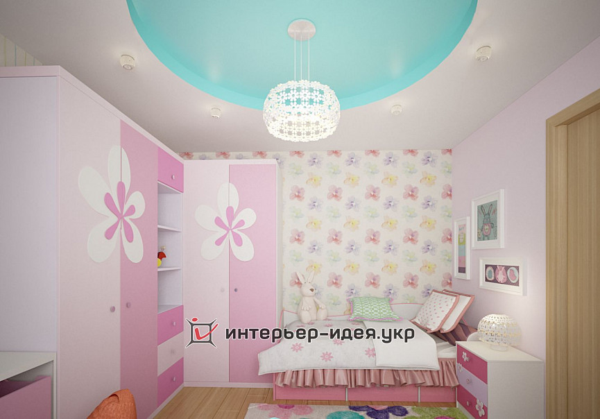 Дизайн детской для девочки в нежных розовых цветах