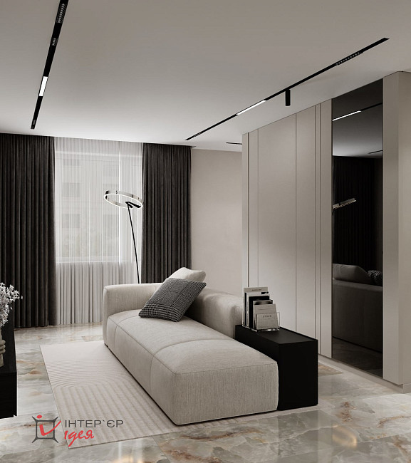 Гостиная в стиле минимализм, 15 м2