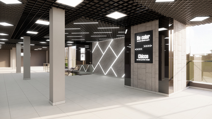 Оформление потолка и входа в ТЦ Magnolia Plaza, Черкассы