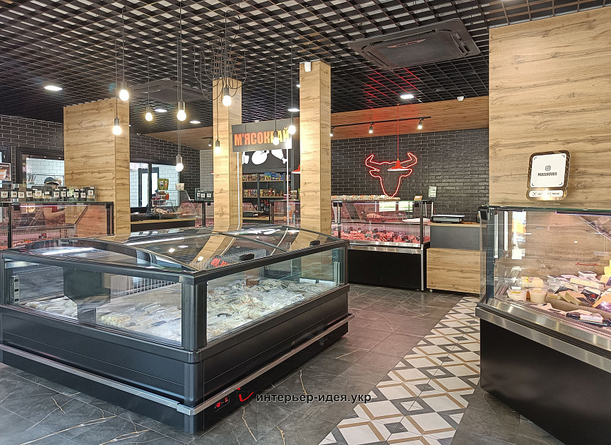 Реализация дизайна интерьера магазина &quot;Мясокрай&quot; в Смеле