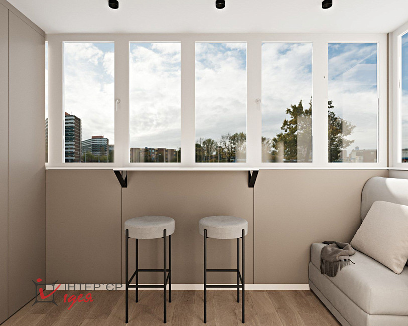 Минималистичная спальня с рабочим местом в ЖК «Парковый квартал»