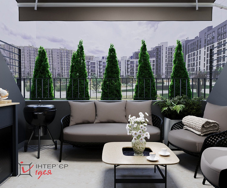 Современный минимализм в спальне 14 м2 с террасой