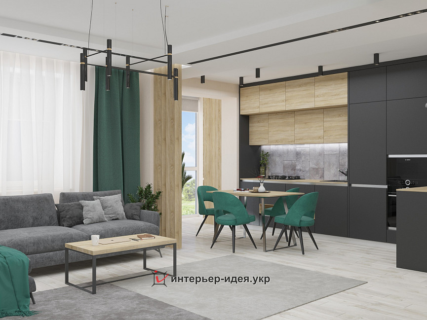 Большая просторная кухня-студия