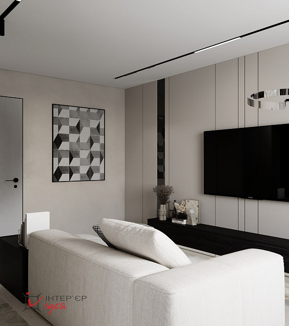 Гостиная в стиле минимализм, 15 м2