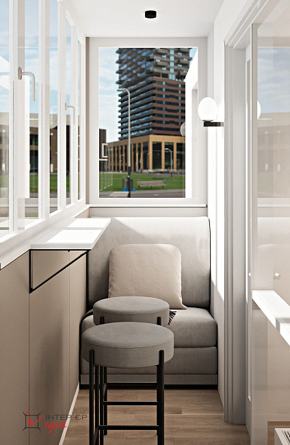 Минималистичная спальня с рабочим местом в ЖК «Парковый квартал»