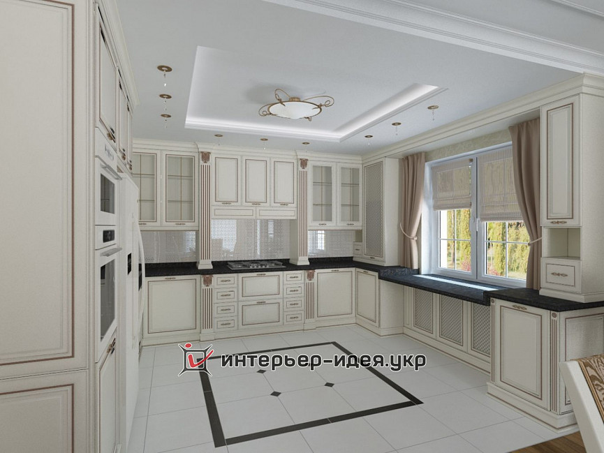 Дизайн кухни и столовой зоны в классическом стиле
