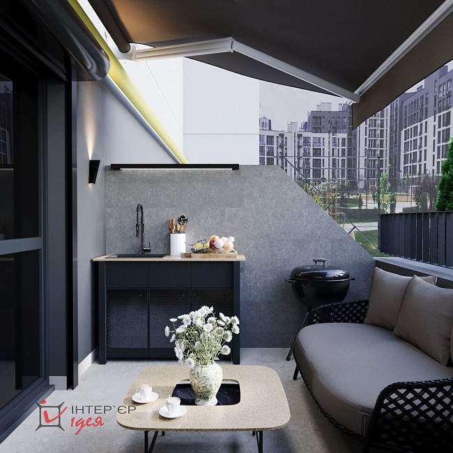 Современный минимализм в спальне 14 м2 с террасой