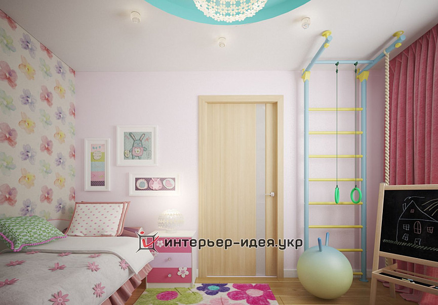 Дизайн детской для девочки в нежных розовых цветах