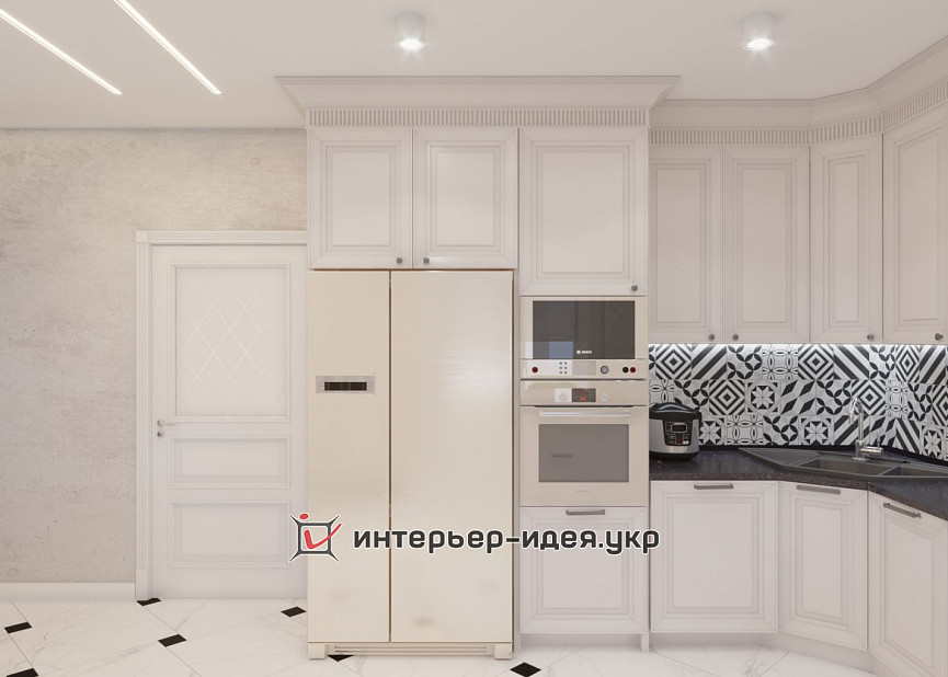 Сочетание контрастов в кухне-столовой