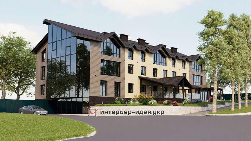 Фасад отельно-развлекательного комплекса