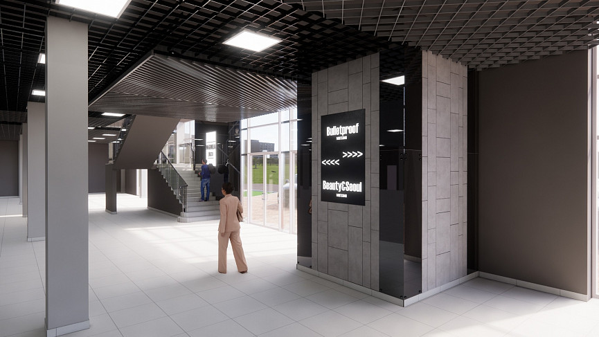 Оформление потолка и входа в ТЦ Magnolia Plaza, Черкассы