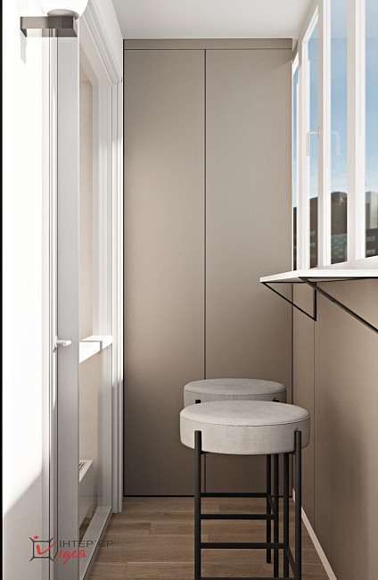 Минималистичная спальня с рабочим местом в ЖК «Парковый квартал»