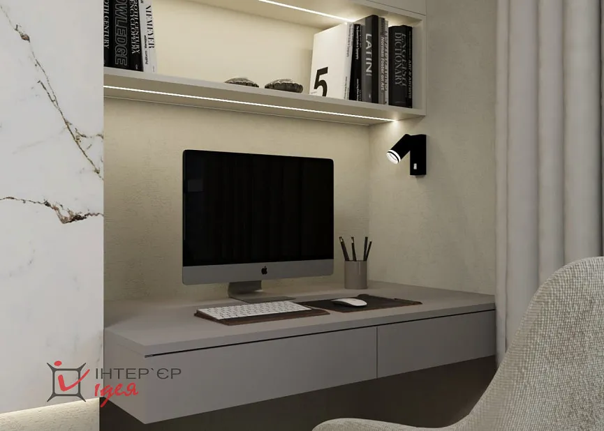 Кухня-гостиная с фисташковым акцентом