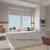 Дизайн кухни белого цвета с клубничным декором