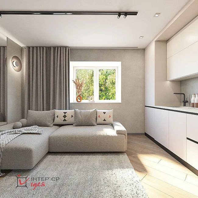 Кухня-студия 20 м² для молодой пары