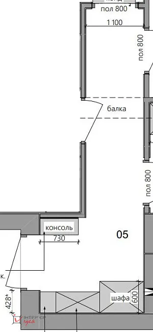 Прихожая с длинным коридором