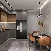 Теплый интерьер кухни в персиковых оттенках